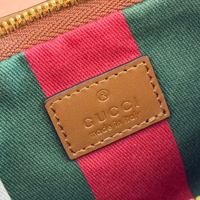 EMBLEM SMALL SHOULDER BAG 23 IN BEIGE AND BROWN GG COATED FABRIC BROWN CALFSKIN TRAP