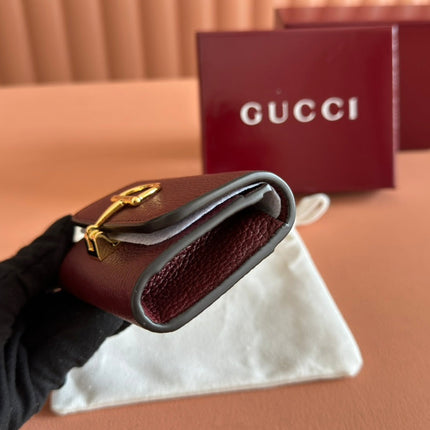 SOFTBIT CARD CASE 10.5 IN ROSSO ANCORA RED GRAINY CALFSKIN GOLD HARDWARE