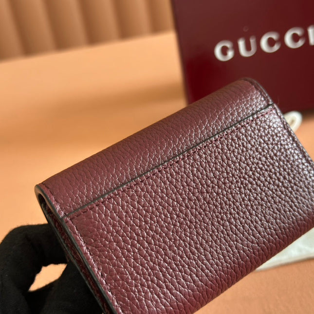 SOFTBIT CARD CASE 10.5 IN ROSSO ANCORA RED GRAINY CALFSKIN GOLD HARDWARE