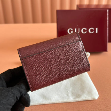 SOFTBIT CARD CASE 10.5 IN ROSSO ANCORA RED GRAINY CALFSKIN GOLD HARDWARE