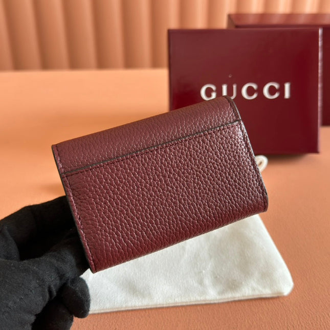 SOFTBIT CARD CASE 10.5 IN ROSSO ANCORA RED GRAINY CALFSKIN GOLD HARDWARE