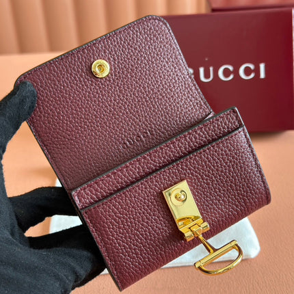 SOFTBIT CARD CASE 10.5 IN ROSSO ANCORA RED GRAINY CALFSKIN GOLD HARDWARE