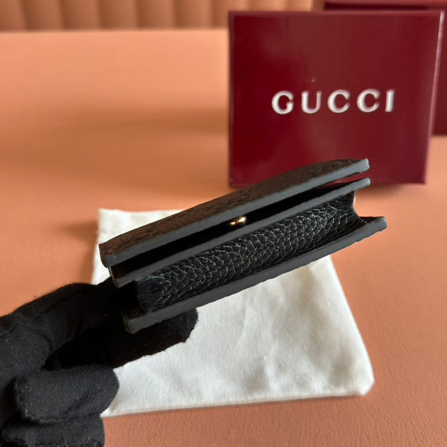 EMBLEM MINI WALLET 11 IN BLACK GG GRAINY CALFSKIN