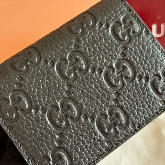 EMBLEM MINI WALLET 11 IN BLACK GG GRAINY CALFSKIN