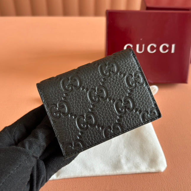 EMBLEM MINI WALLET 11 IN BLACK GG GRAINY CALFSKIN