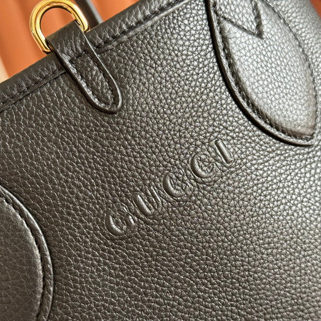 SMALL TOTISSIMA REVERSIBLE TOTE BAG 21 IN BLACK CALFSKIN BROWN BEIGE GG CANVAS