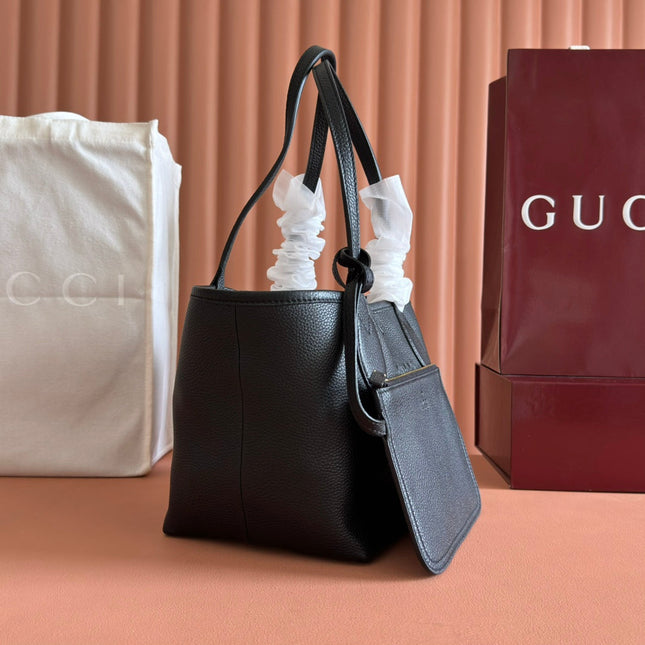 SMALL TOTISSIMA REVERSIBLE TOTE BAG 21 IN BLACK CALFSKIN BROWN BEIGE GG CANVAS