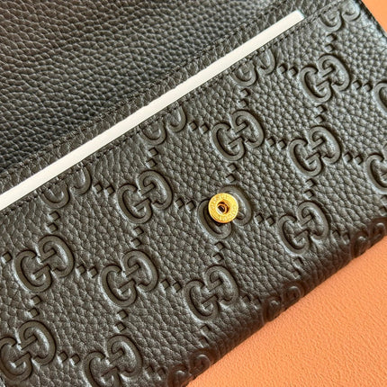 EMBLEM CONTINENTAL WALLET 19 IN BLACK GG SMOOTH CALFSKIN