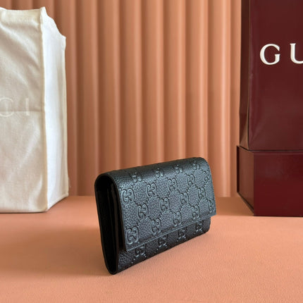 EMBLEM CONTINENTAL WALLET 19 IN BLACK GG SMOOTH CALFSKIN