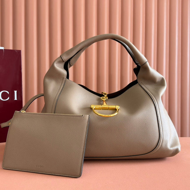 SOFTBIT MAXI SHOULDER BAG 46 IN TAUPE GRAINY LAMBSKIN