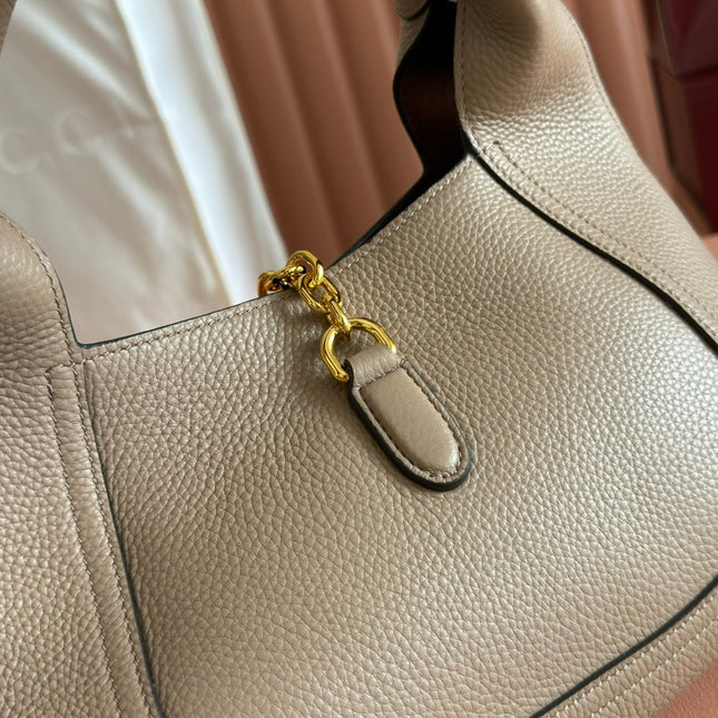 MEDIUM SOFTBIT MAXI SHOULDER BAG 27.5 IN TAUPE GRAINY LAMBSKIN