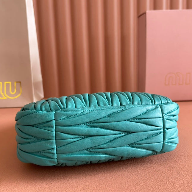 WANDER MATELASSÉ HANDBAG 23 IN LAGOON BLUE LAMBSKIN