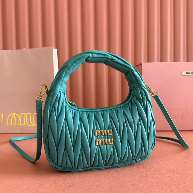 WANDER MATELASSÉ HANDBAG 23 IN LAGOON BLUE LAMBSKIN