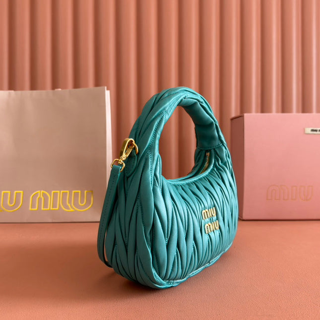 WANDER MATELASSÉ HANDBAG 23 IN LAGOON BLUE LAMBSKIN