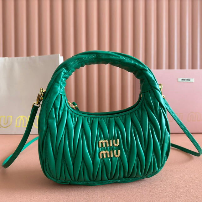 WANDER MATELASSÉ HANDBAG 23 IN PINE GREEN LAMBSKIN