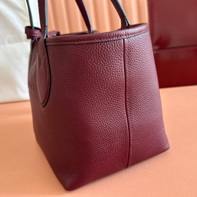 SMALL TOTISSIMA REVERSIBLE TOTE BAG 21 IN ROSSO ANCORA RED CALFSKIN BROWN BEIGE GG CANVAS