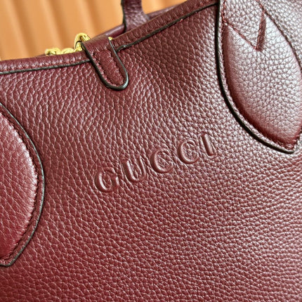 SMALL TOTISSIMA REVERSIBLE TOTE BAG 21 IN ROSSO ANCORA RED CALFSKIN BROWN BEIGE GG CANVAS