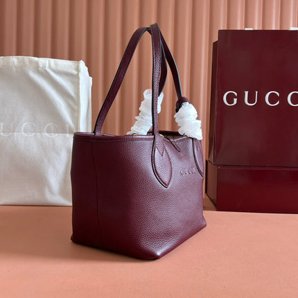 SMALL TOTISSIMA REVERSIBLE TOTE BAG 21 IN ROSSO ANCORA RED CALFSKIN BROWN BEIGE GG CANVAS