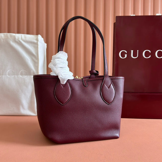 SMALL TOTISSIMA REVERSIBLE TOTE BAG 21 IN ROSSO ANCORA RED CALFSKIN BROWN BEIGE GG CANVAS