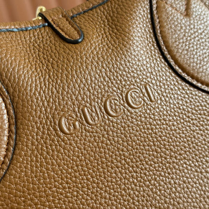 SMALL TOTISSIMA REVERSIBLE TOTE BAG 21 IN BROWN CALFSKIN BEIGE AND BROWN GG CANVAS ON SIDE