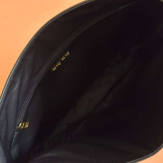 LARGE HOBO TOTE BAG 60 IN BLACK CALFSKIN