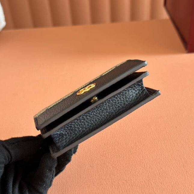 MARMONT BI-COLOUR CARD CASE WALLET 11 IN BLUE BEIGE EBONY GG CANVAS BLACK CALFSKIN