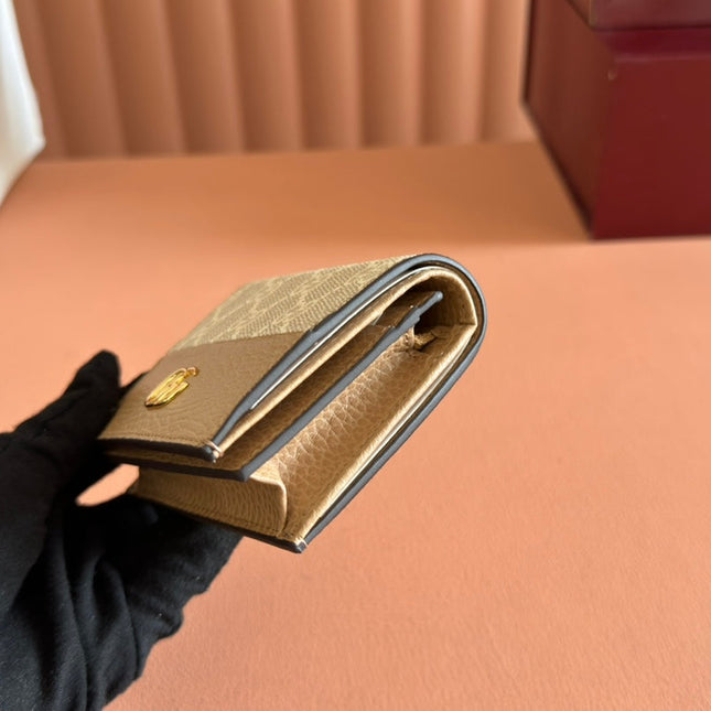 MARMONT BI-COLOUR CARD CASE WALLET 11 IN BEIGE EBONY GG CANVAS BROWN CALFSKIN