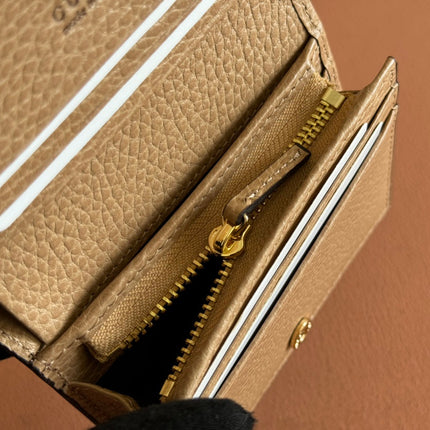 MARMONT BI-COLOUR CARD CASE WALLET 11 IN BEIGE EBONY GG CANVAS BROWN CALFSKIN