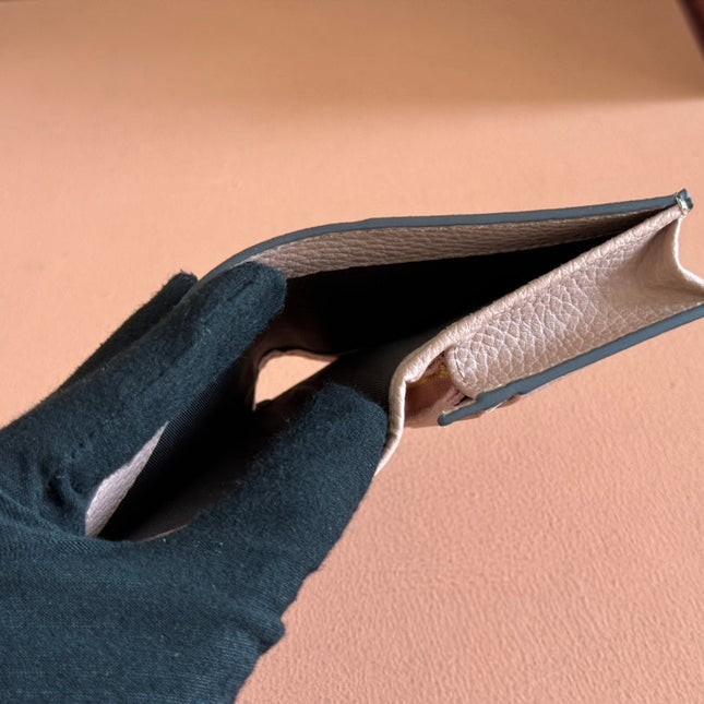 MARMONT BI-COLOUR CARD CASE WALLET 11 IN BEIGE EBONY GG CANVAS PINK CALFSKIN