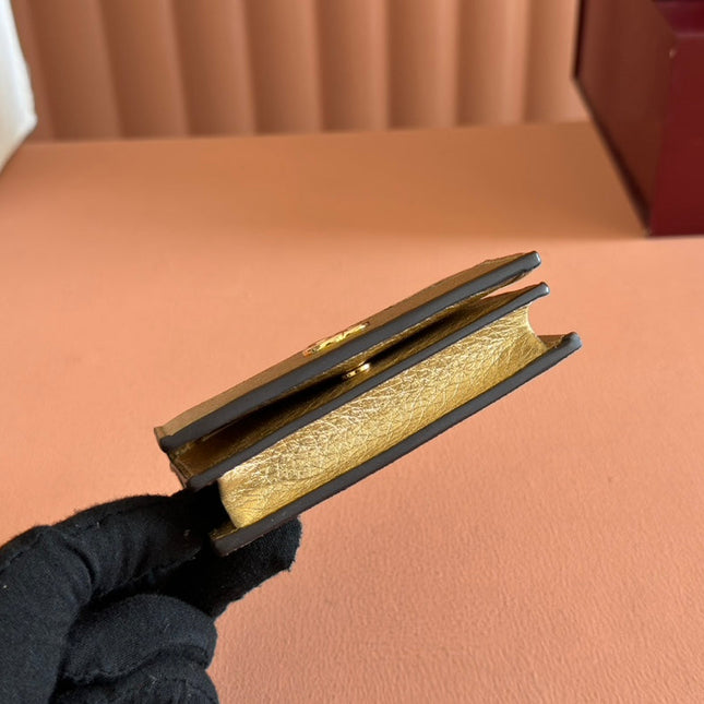 MARMONT BI-COLOUR CARD CASE WALLET 11 IN BEIGE EBONY GG CANVAS GOLD GLOSSY CALFSKIN