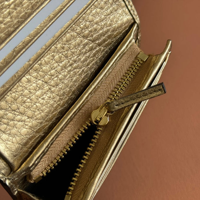 MARMONT BI-COLOUR CARD CASE WALLET 11 IN BEIGE EBONY GG CANVAS GOLD GLOSSY CALFSKIN