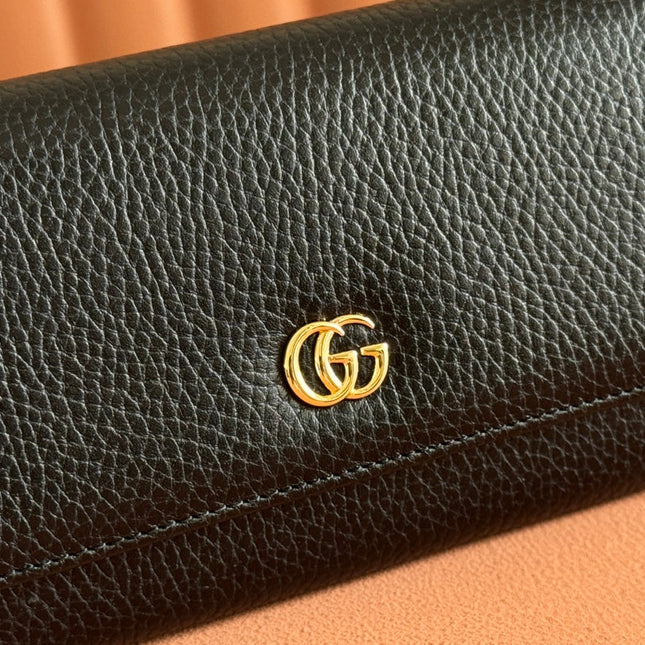 GG MARMONT CONTINENTAL WALLET 19 BLACK IN CALFSKIN