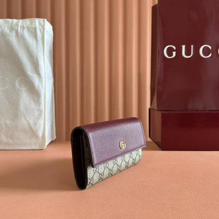 GG MARMONT BAG 19 EBONY AND DARK RED CALFSKIN ON CHAIN