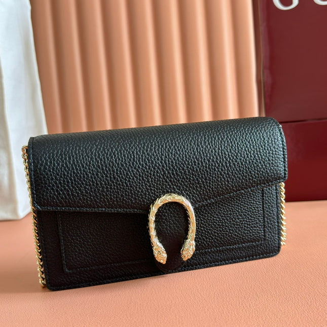 GUCCI 25S DIONYSUS WALLET ON CHAIN 20 IN BLACK CALFSKIN