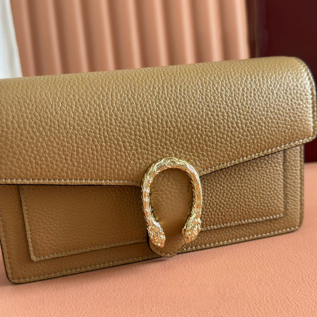 GUCCI 25S DIONYSUS WALLET ON CHAIN 20 IN BROWN CALFSKIN