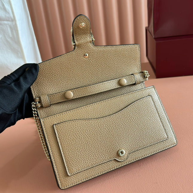 GUCCI 25S DIONYSUS WALLET ON CHAIN 20 IN BROWN CALFSKIN