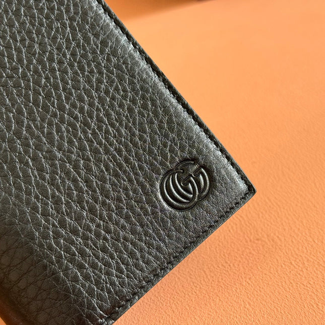 LONG CARD 19 BLACK IN CALFSKIN CASE WITH GUCCI LOGO