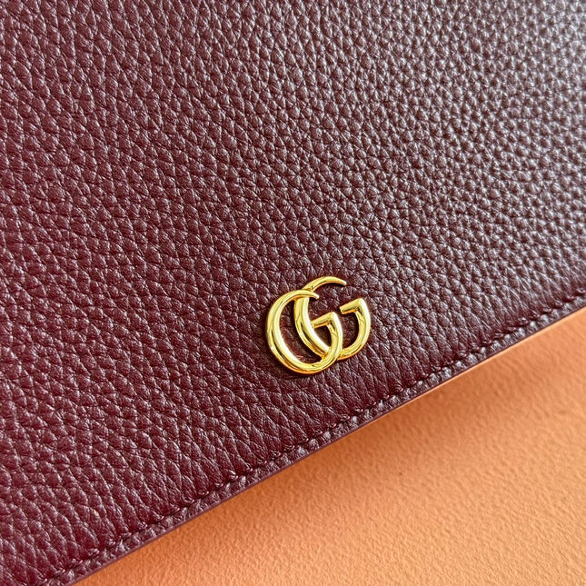 GG MARMONT 20 MINI CHAIN BAG IN DARK RED CALFSKIN