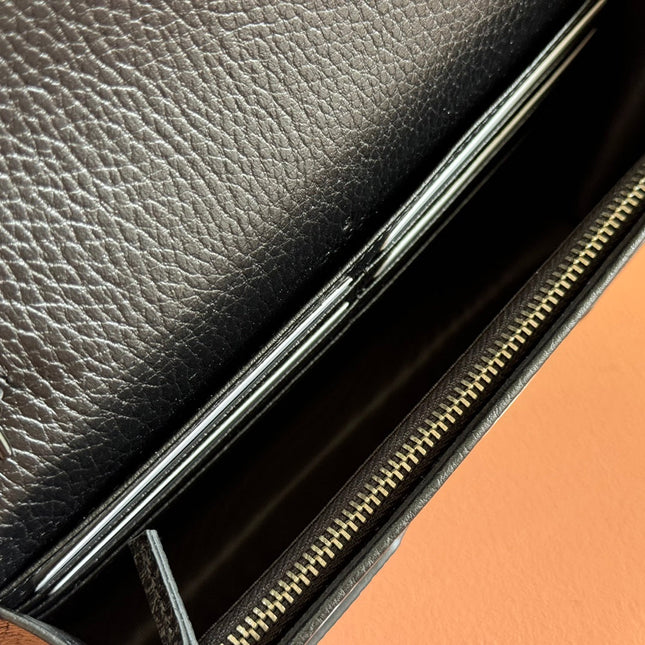 GG MARMONT 20 MINI CHAIN BAG IN BLACK CALFSKIN