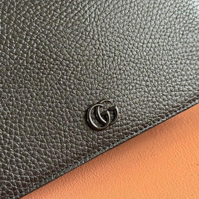 GG MARMONT 20 MINI CHAIN BAG IN BLACK CALFSKIN