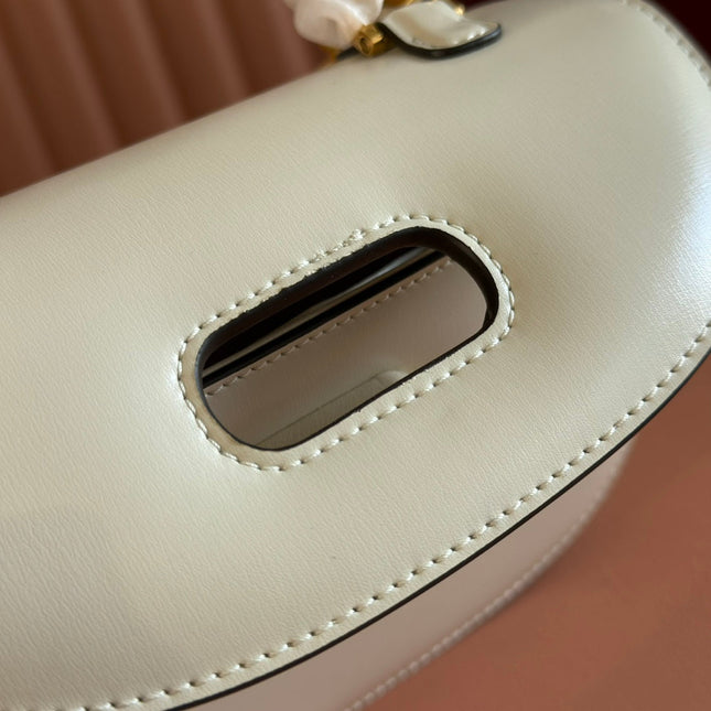 GUCCI BAMBOO MINI BAG 21 WHITE IN CALFSKIN