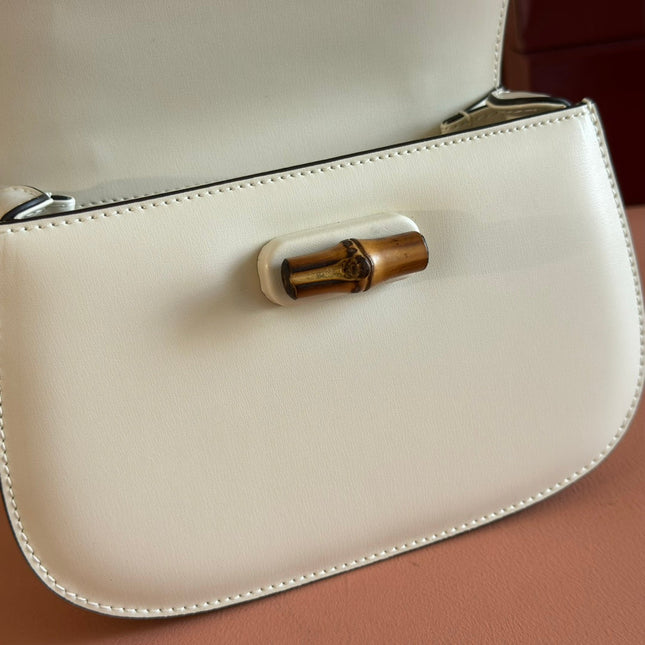 GUCCI BAMBOO MINI BAG 21 WHITE IN CALFSKIN