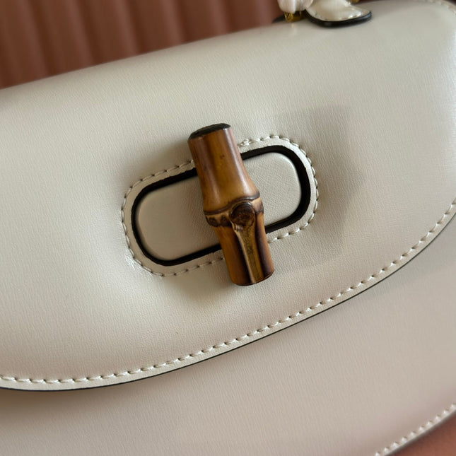 GUCCI BAMBOO MINI BAG 21 WHITE IN CALFSKIN