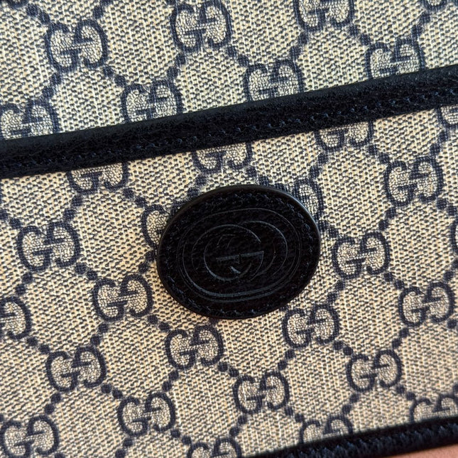 GUCCI MINI BAG 22 BLACK WITH INTERLOCKING G IN CANVAS