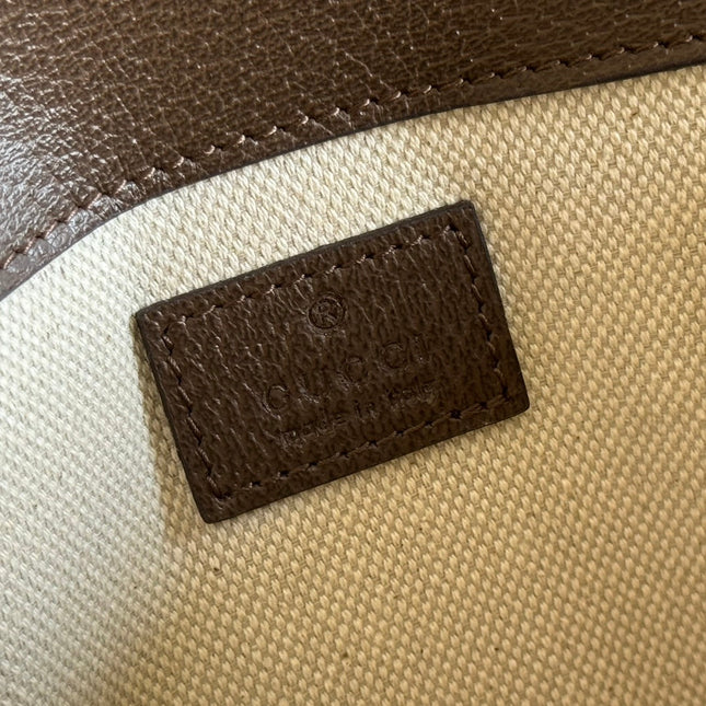 OPHIDIA BELT BAG 24 IN BEIGE AND DARK BROWN CANVAS