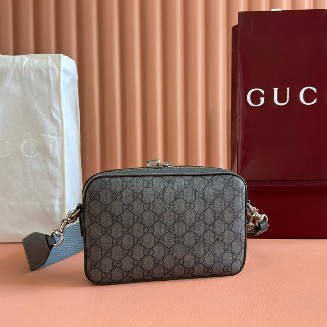 GUCCI OPHIDIA SMALL CROSSBODY BAG 24 GREY AND BLACK MONOGRAM CANVAS