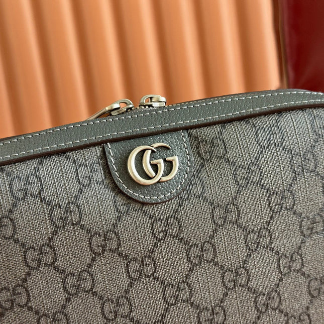 GUCCI OPHIDIA SMALL CROSSBODY BAG 24 GREY AND BLACK MONOGRAM CANVAS