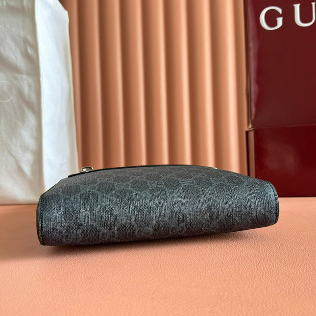 GG SUPREME MESSENGER BAG 23 IN BLACK COATED CANVAS