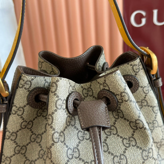GUCCI DRAWSTRING BACKPACK TIGER HEAD 27 IN BROWN CANVAS