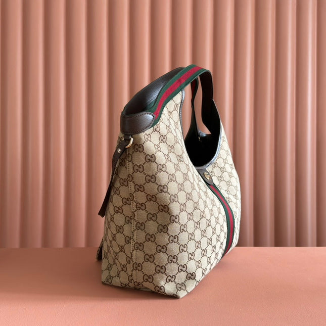 GUCCI GIGLIO LARGE TOTE BAG 60 IN BEIGE AND DARK BROWN GG CANVAS